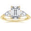 18K Yellow Gold Luxe Opera Three Stone Diamond Ring, smalltop view