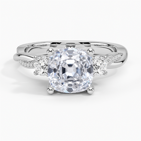 Nature Inspired Three Stone Diamond Engagement Ring