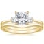 18K Yellow Gold Selene Diamond Ring (1/10 ct. tw.) with Petite Curved Wedding Ring