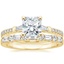 18K Yellow Gold Luxe Tapered Baguette Diamond Ring (1/4 ct. tw.) with Leona Diamond Ring (1/3 ct. tw.)