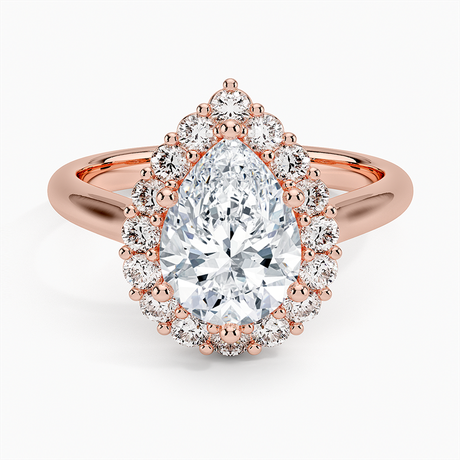 14K Rose Gold Lotus Flower Halo Diamond Ring (1/4 ct. tw.)