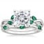 18KW Moissanite Willow Bridal Set With Lab Emerald Accents, smalltop view