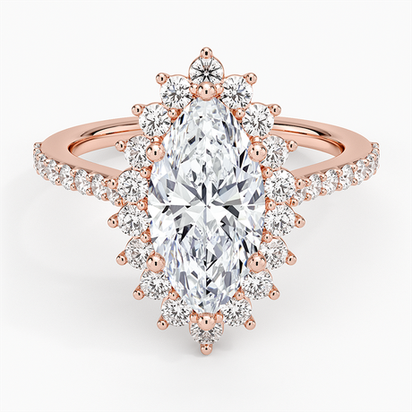 14K Rose Gold Luxe Sunburst Halo Diamond Ring (1/2 ct. tw.)
