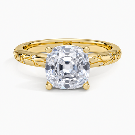 Verdure Engraved Diamond Solitaire Ring