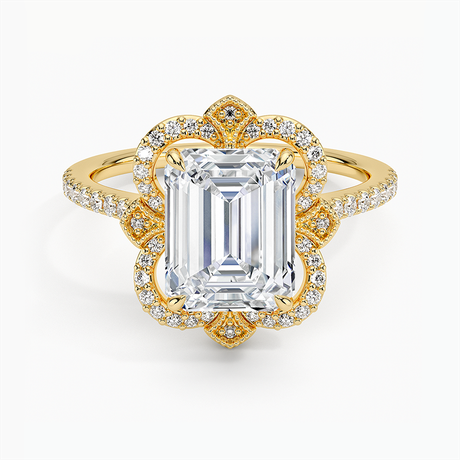 18K Yellow Gold Reina Halo Diamond Ring