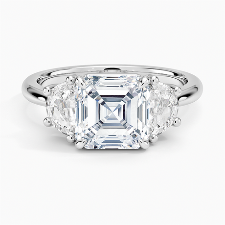 Half Moon Three Stone Diamond Ring