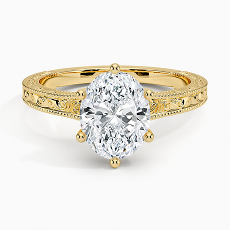 18K Yellow Gold Hudson Engraved Ring