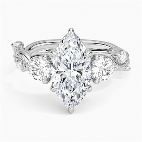 Platinum Vintage Secret Garden Three Stone Diamond Ring