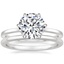 18K White Gold Secret Halo Six-Prong Diamond Ring with Petite Comfort Fit Wedding Ring