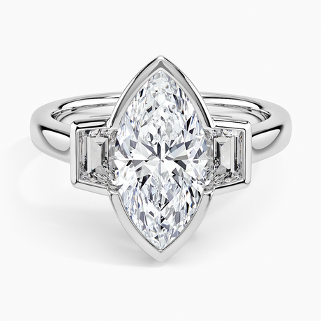 Platinum Seamless Trapezoid Three Stone Diamond Ring (1/2 ct. tw.)