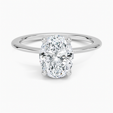 18K White Gold Aimee Solitaire Diamond Ring with Hidden Halo