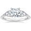 18K White Gold Luxe Opera Three Stone Diamond Ring, smalltop view