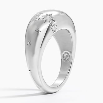 Capricorn Zodiac Constellation Diamond Dome Ring