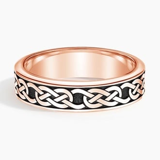 Black Rhodium Celtic Eternity Knot 6mm Wedding Ring in 14K Rose Gold