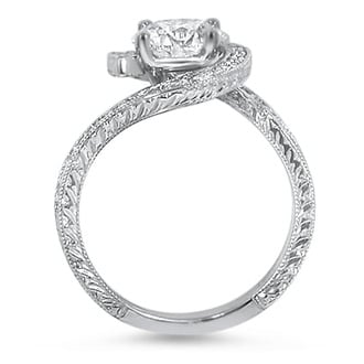 Custom Swirl Halo Diamond Ring