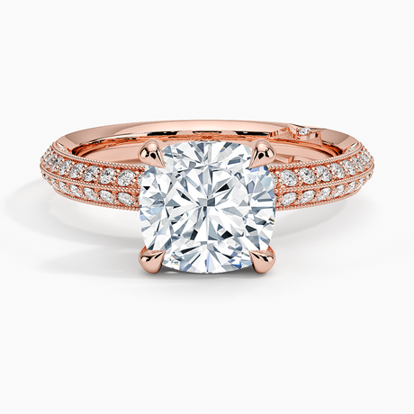 18K Rose Gold Tacori Sculpted Crescent Knife Edge Diamond Ring