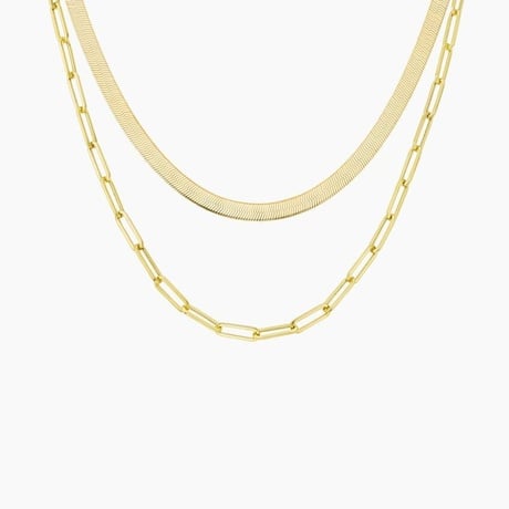 The Luxe Trendsetter Herringbone and Paperclip Chain Necklace Set
