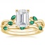 18KY Moissanite Willow Bridal Set With Lab Emerald Accents, smalltop view
