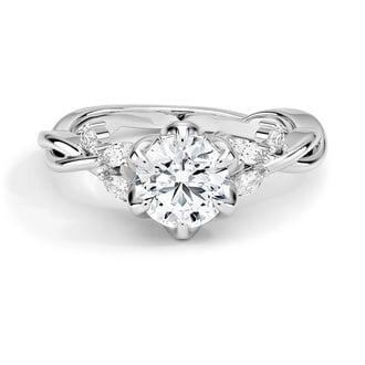 Custom Nature-Inspired Six Prong Diamond Ring