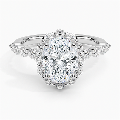 Shared Prong Halo Engagement Ring