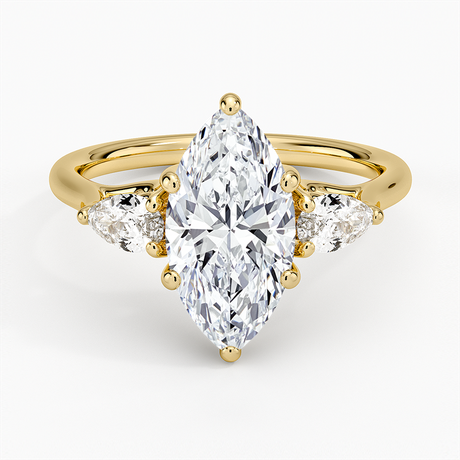 Trellis Three Stone Pear Diamond Ring