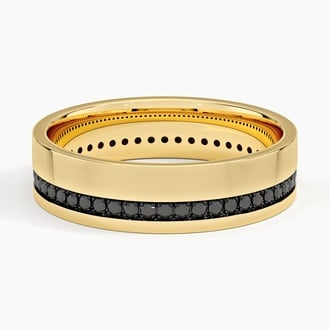 Austin Eternity Black Diamond 5.5mm Wedding Ring in 18K Yellow Gold
