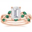 14KR Moissanite Willow Bridal Set With Lab Emerald Accents, smalltop view