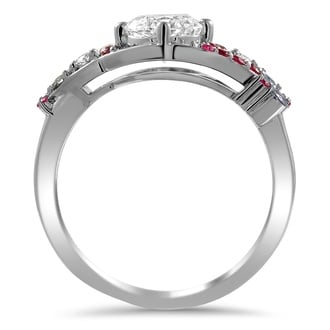 Custom Sweeping Diamond Ring with Ruby and Alexandrite Accents