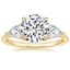 18K Yellow Gold Luxe Opera Three Stone Diamond Ring, smalltop view