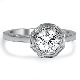 Custom Octagonal Milgrain Solitaire Ring