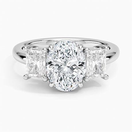 18K White Gold Luxe Helena Radiant-Cut Three Stone Diamond Ring