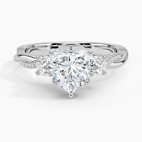 Nature Inspired Three Stone Diamond Engagement Ring