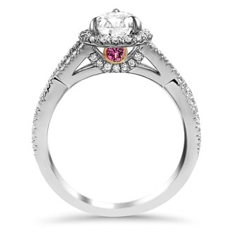 Custom Entwined Halo Diamond Ring with a Surprise Gallery