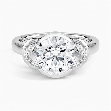 Platinum Half Moon Three Stone Bezel Diamond Ring (1/2 ct. tw.)