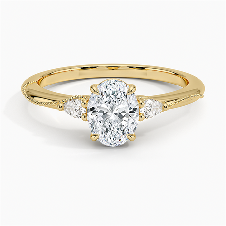 Camellia Three Stone Pear Diamond Ring