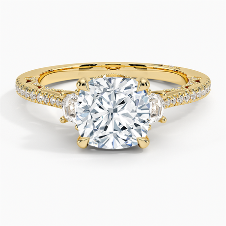 Tacori Lunetta Crescent Pavé Three Stone Diamond Ring