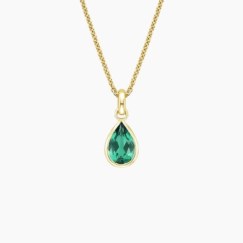 Teardrop Lab Emerald Pendant in 14K Yellow Gold | Brilliant Earth