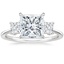 Platinum Princess Cut Three Stone Diamond Ring, smalltop view