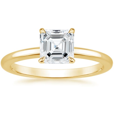 18K Yellow Gold Elodie Ring with Crescent Diamond Ring
