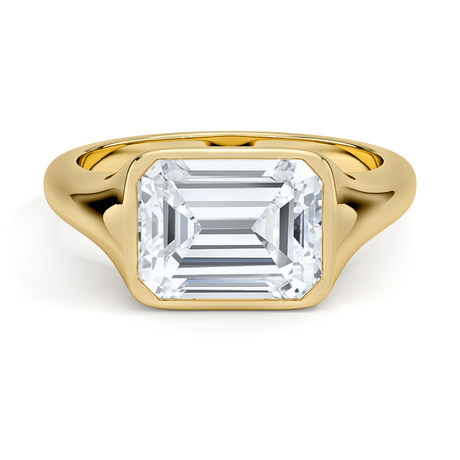 18K Yellow Gold East-West Bezel Solitaire Signet Ring