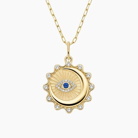 Protection Sapphire and Diamond Medallion Necklace (1/4 ct. tw.)