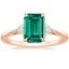 14K Rose Gold Trillion Cut Three Stone Diamond Ring, smalltop view