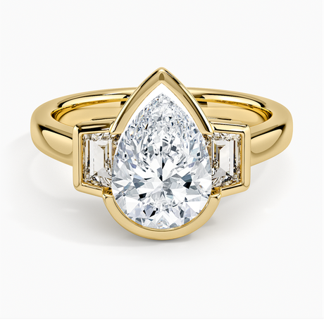 Seamless Trapezoid Three Stone Diamond Ring