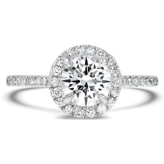 Custom Halo Diamond Ring with Surprise Sapphire Accents