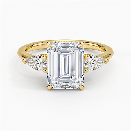 18K Yellow Gold Adorned Opera Three Stone Diamond Ring (1/2 ct. tw.)