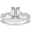 18K White Gold Hyacinth Diamond Ring with Petite Comfort Fit Wedding Ring