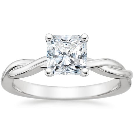 18K White Gold Twisted Vine Ring with Petite Twisted Vine Diamond Ring (1/8 ct. tw.)