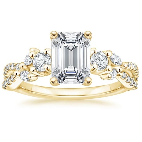 18K Yellow Gold Three Stone Luxe Willow Diamond Ring with Luxe Winding Willow Diamond Ring
