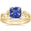 18K Yellow Gold Budding Willow Ring with Petite Curved Wedding Ring