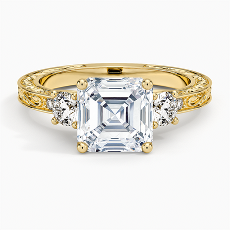 Antique Scroll Engraved Three Stone Diamond Ring (1/3 ct. tw.)